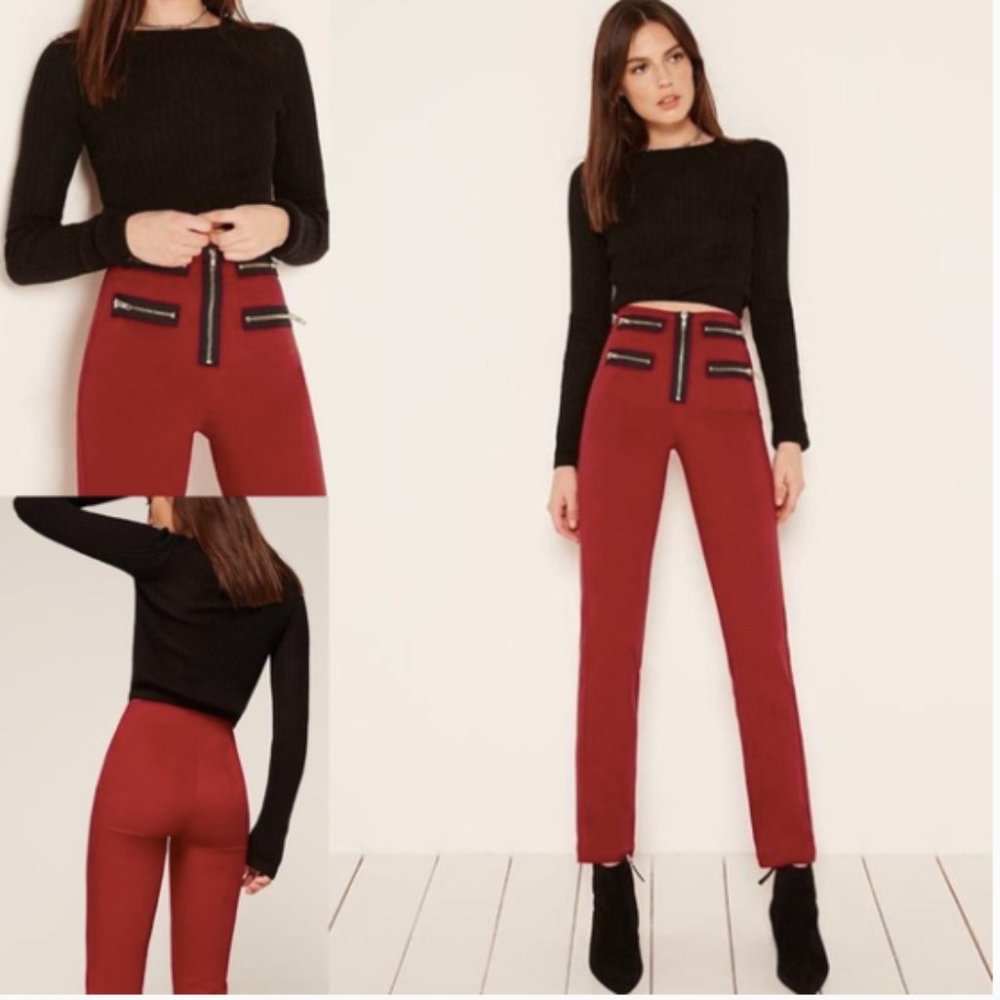 Reformation Crimson Red High Waist Pistol Pants 6